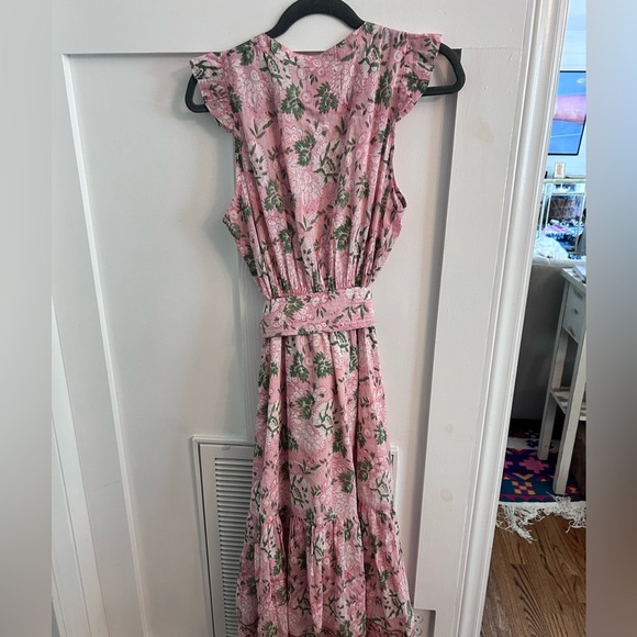 Bell by Alicia bell Lola midi floral pink dress shell tassel size large - Picture 5 of 7
